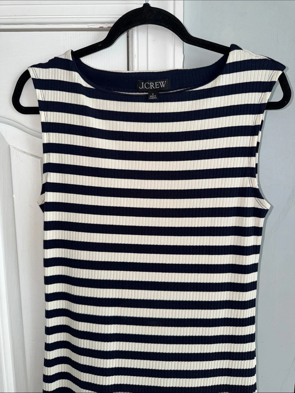 J. Crew Ribbed Knit boatneck midi dress in stripes Size Small NWT